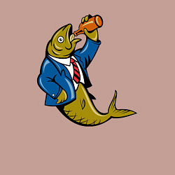 Свитшот хлопковый мужской Рыба пьёт пиво, цвет: пыльно-розовый — фото 2