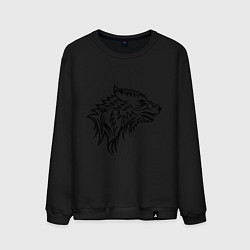 Свитшот хлопковый мужской Злой волк, цвет: черный