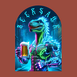 Свитшот хлопковый мужской Neon beersaur - ai art fantasy, цвет: кирпичный — фото 2