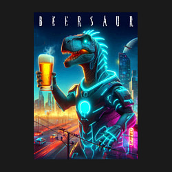 Свитшот хлопковый мужской Дино с кружкой пива в Мегаполисе - нейроарт, цвет: черный — фото 2