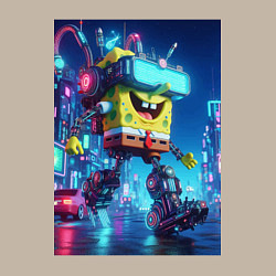 Свитшот хлопковый мужской Cyber Sponge Bob - neon glow fantasy, цвет: миндальный — фото 2