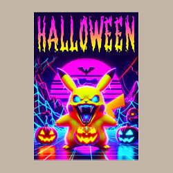 Свитшот хлопковый мужской Pikachu - halloween vaporwave, цвет: миндальный — фото 2