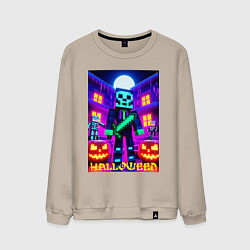 Мужской свитшот Halloween and Minecraft - neon collaboration