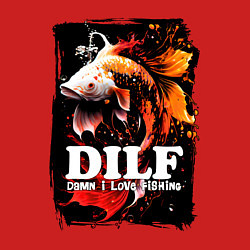 Свитшот хлопковый мужской DILF damn I love fishing, цвет: красный — фото 2