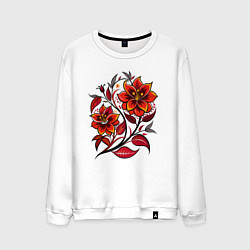 Свитшот хлопковый мужской Алый цветок, цвет: белый