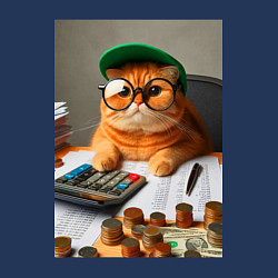 Свитшот хлопковый мужской Рыжий кот - бухгалтер, цвет: тёмно-синий — фото 2