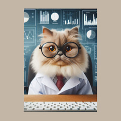 Свитшот хлопковый мужской Кот аналитик - нейроарт, цвет: миндальный — фото 2