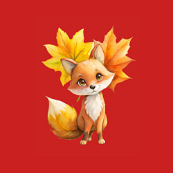 Свитшот хлопковый мужской Лисичка и осенние листья, цвет: красный — фото 2