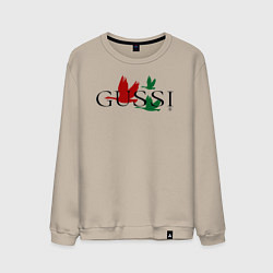 Свитшот хлопковый мужской Гусси - гуси летят, цвет: миндальный