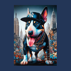 Свитшот хлопковый мужской Funny bull terrier in New York - ai art, цвет: тёмно-синий — фото 2