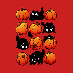 Свитшот хлопковый мужской Котики и тыквы, цвет: красный — фото 2