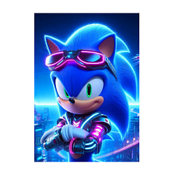 Свитшот хлопковый мужской Крутой кибер ёжик - неоновое свечение, цвет: белый — фото 2