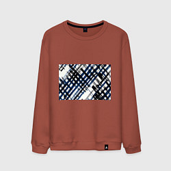 Мужской свитшот Косая клетка бело-синяя