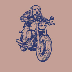 Свитшот хлопковый мужской Лабрадор байкер на мотоцикле чоппере, цвет: пыльно-розовый — фото 2