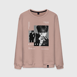 Свитшот хлопковый мужской Stray kids Seungmin, цвет: пыльно-розовый