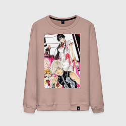 Свитшот хлопковый мужской Адский рай Габимару арт, цвет: пыльно-розовый