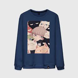 Свитшот хлопковый мужской Девушка с котиками, цвет: тёмно-синий
