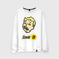 Свитшот хлопковый мужской Vault boy - covid 19, цвет: белый