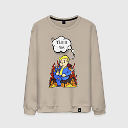 Свитшот хлопковый мужской Vault boy in the fire, цвет: миндальный