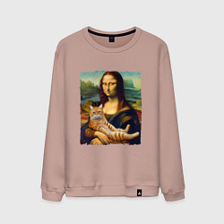 Мужской свитшот Мона Лиза с рыжим котом