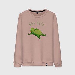 Свитшот хлопковый мужской Лягушка йога, цвет: пыльно-розовый