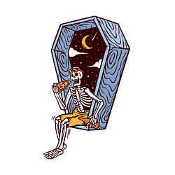 Свитшот хлопковый мужской Скелет ест пиццу, цвет: белый — фото 2