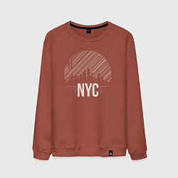 Свитшот хлопковый мужской NYC vibe, цвет: кирпичный