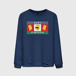Свитшот хлопковый мужской Bart Simpson дикая голова, цвет: тёмно-синий