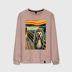 Мужской свитшот Ёжик кричит на картине Эдварда Мунка - мем искусст