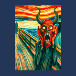 Свитшот хлопковый мужской Демон кричит на картине Эдварда Мунка - мем искусс, цвет: тёмно-синий — фото 2