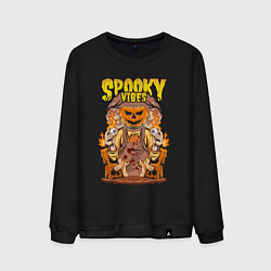 Свитшот хлопковый мужской Хэллоуин spooky vibes, цвет: черный