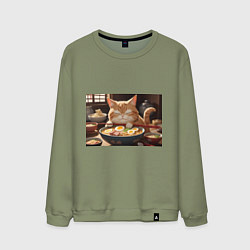 Мужской свитшот Кот обожает рамен