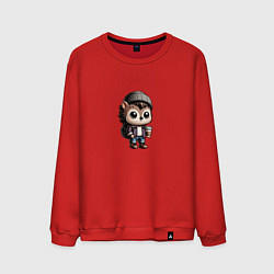 Свитшот хлопковый мужской Ежик-хипстер, цвет: красный