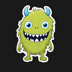 Свитшот хлопковый мужской Смешной зеленый монстрик, цвет: черный — фото 2