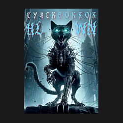 Свитшот хлопковый мужской Cyber black cat - halloween horror fantasy, цвет: черный — фото 2