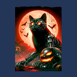 Свитшот хлопковый мужской Стимпанк кот в очках - нейроарт, цвет: тёмно-синий — фото 2