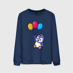 Свитшот хлопковый мужской Пингвин с шариками, цвет: тёмно-синий