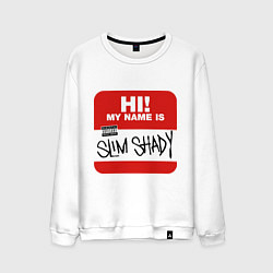 Свитшот хлопковый мужской Eminem - slim shady sticker, цвет: белый