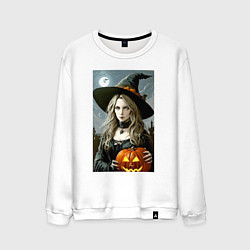 Мужской свитшот Ведьма держит тыкву - хэллоуин