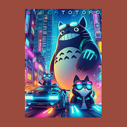 Свитшот хлопковый мужской Totoro and cats - cyberpunk, цвет: кирпичный — фото 2