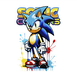 Свитшот хлопковый мужской Ёжик Соник - эскиз с логотипом, цвет: белый — фото 2