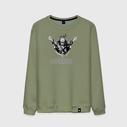 Свитшот хлопковый мужской Hardcore will never die, цвет: авокадо