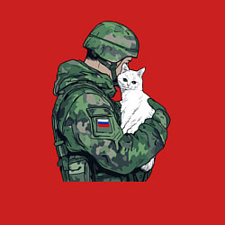 Свитшот хлопковый мужской Русский солдат с белой кошечкой, цвет: красный — фото 2