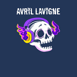 Свитшот хлопковый мужской Avril Lavigne - неоновый череп, цвет: тёмно-синий — фото 2