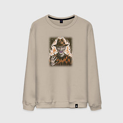 Свитшот хлопковый мужской Фредди Крюгер из хоррор-фильма Кошмары на улице Вя, цвет: миндальный