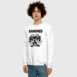 Свитшот хлопковый мужской Ramones - rock dog, цвет: белый — фото 2