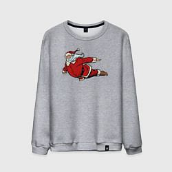 Свитшот хлопковый мужской Летящий Санта Клаус, цвет: меланж