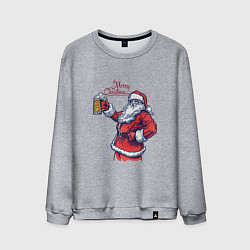 Свитшот хлопковый мужской Merry Christmas Santa beer, цвет: меланж