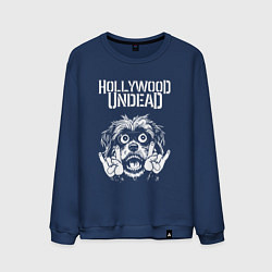 Свитшот хлопковый мужской Hollywood Undead rock dog, цвет: тёмно-синий