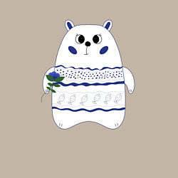 Свитшот хлопковый мужской Белый медведь с цветком, цвет: миндальный — фото 2